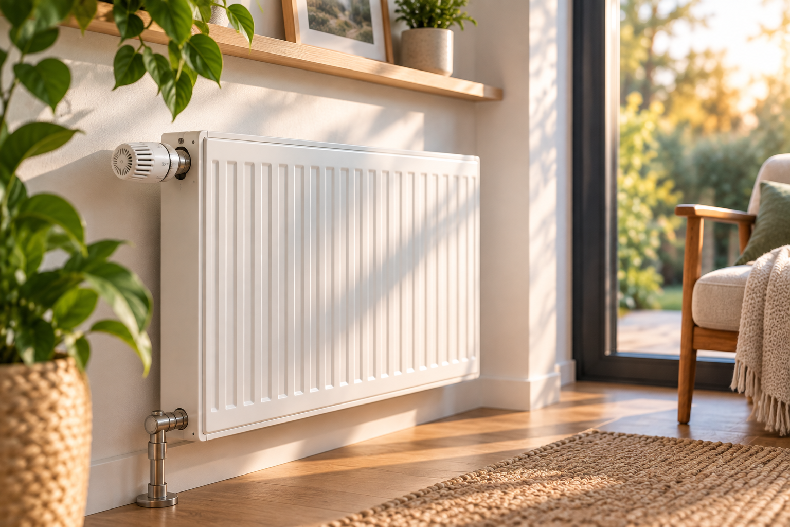Radiateur à eau équipé d'une tête thermostatique